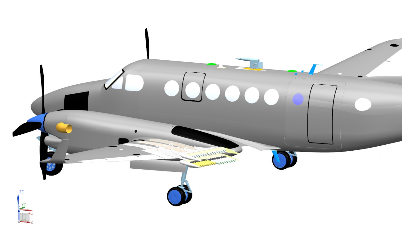 Skizze der Beechcraft King Air 350i mit Cloud Seeding Funktion